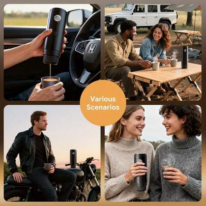 Machine à espresso italienne portable, machine à café sans fil, recharge USB, fonction d'auto-chauffage, machine à café en capsules portable, compatible avec le café moulu et les capsules. Convient pour la maison, le bureau, le camping en plein air et les