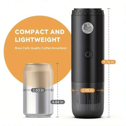 Machine à espresso italienne portable, machine à café sans fil, recharge USB, fonction d'auto-chauffage, machine à café en capsules portable, compatible avec le café moulu et les capsules. Convient pour la maison, le bureau, le camping en plein air et les