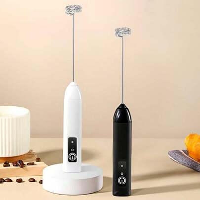 Mousseur à lait électrique portable à main, fouet en acier inoxydable, mousseur à lait rechargeable à 3 vitesses, convient pour le latte, le cappuccino, le chocolat chaud, les œufs et encore, produit facilement une mousse riche et crémeuse.