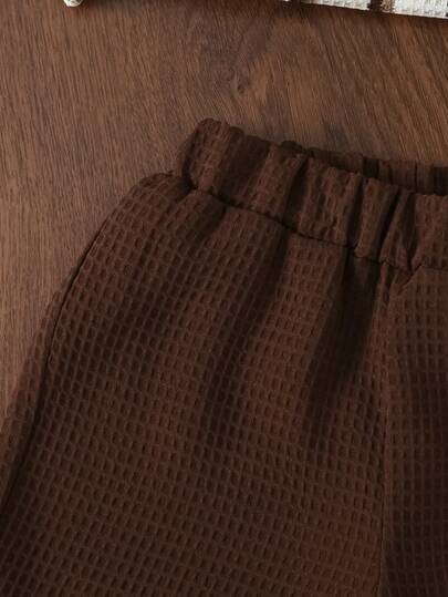 Souflis 2 pièces Ensemble chemise et short en tricot rayé texturé pour jeune garçon