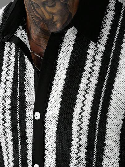 SLATEMANN Chemise décontractée pour hommes en maille et patchwork, style de rue