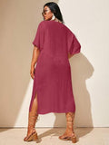 Swim Lushoire Robe de plage unie grande taille