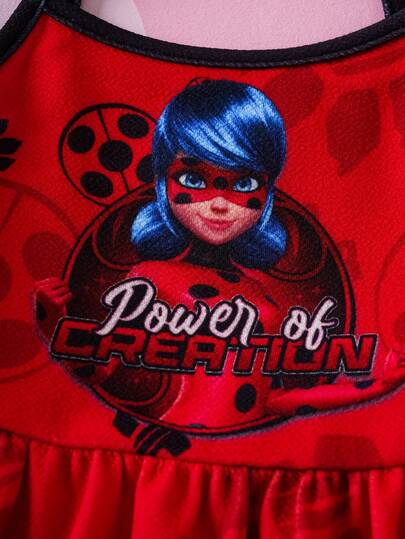 Miraculous Ladybug X Robe camisole décontractée avec imprimé de personnage de dessin animé pour jeune fille