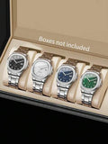 4 pièces/set Montre cadeau pour homme, montre-bracelet à quartz décontractée avec cadran carré à chiffres arabes et calendrier (boîte de montre non incluse)