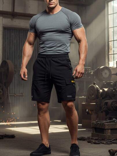 Short cargo pour homme, taille élastique, séchage rapide, léger, short de travail décontracté avec poches zippées, convient pour la randonnée, respirant et confortable toute la journée
