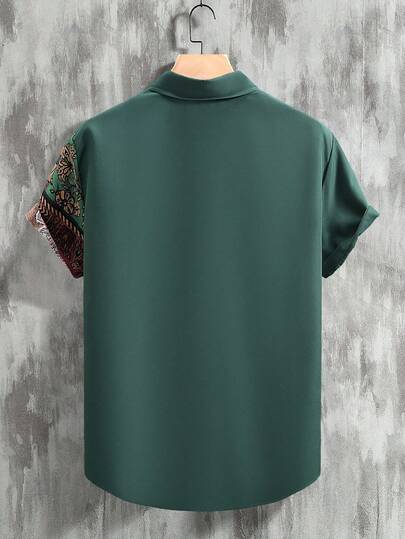 Manfinity Homme Chemise décontractée à manches courtes à imprimé floral et à simple boutonnage pour hommes grande taille