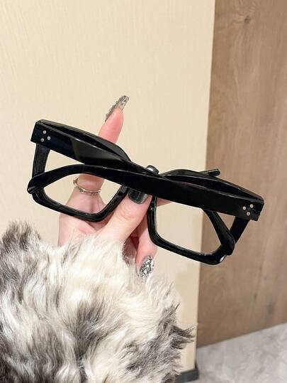 1 paire de lunettes unisexes rétro carrées et mignonnes avec verres transparents, accessoire Y2K
