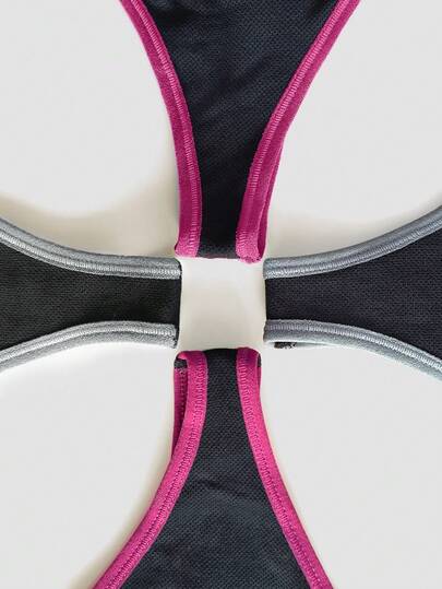 Wedaily 4 pièces Culottes grande taille femme sans couture avec lien de contraste