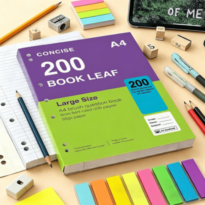 1 pièce Cahier de haute qualité format A4, cahier de brouillon d'entraînement pour étudiants avec lignes épaisses, fournitures scolaires