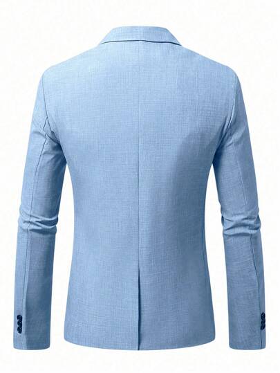 Manfinity Mode Blazer texturé bleu bébé pour hommes avec revers et poche pour un style formel d'affaires, veste de costume décontractée bleu clair, cérémonie