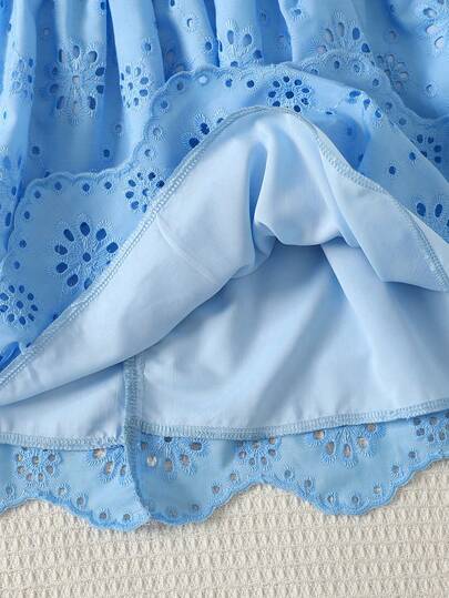 Vintaside Kids Robe blanche de couleur unie pour jeune fille avec col rond et manches à volants pour l'été, les vacances, l'été, les voyages