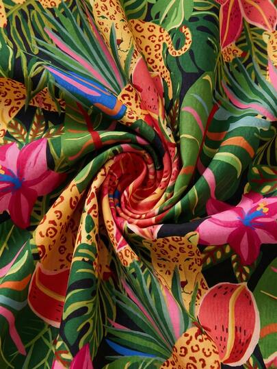 Travachic Cache-maillot pour femmes grande taille avec imprimé poisson de l'océan abricot, Top kimono ample à manches mi-longues, chemise romantique pour le début du printemps, plage et sources thermales