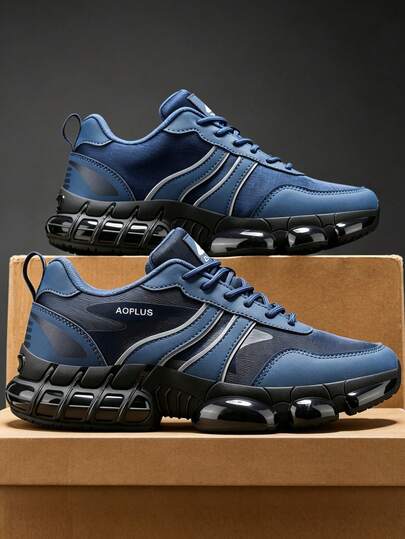 Chaussures de sport pour hommes 2026 dernier modèle bleu semelle épaisse baskets Épais augmentant la hauteur absorbant les chocs surface en maille respirante chaussures de sport streetwear polyvalentes chaussures pour hommes cuir PU épissure en maille cha