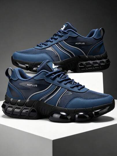 Chaussures de sport pour hommes 2026 dernier modèle bleu semelle épaisse baskets Épais augmentant la hauteur absorbant les chocs surface en maille respirante chaussures de sport streetwear polyvalentes chaussures pour hommes cuir PU épissure en maille cha
