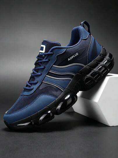 Chaussures de sport pour hommes 2026 dernier modèle bleu semelle épaisse baskets Épais augmentant la hauteur absorbant les chocs surface en maille respirante chaussures de sport streetwear polyvalentes chaussures pour hommes cuir PU épissure en maille cha