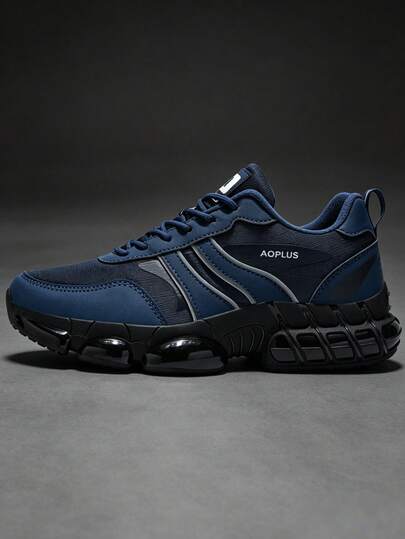 Chaussures de sport pour hommes 2026 dernier modèle bleu semelle épaisse baskets Épais augmentant la hauteur absorbant les chocs surface en maille respirante chaussures de sport streetwear polyvalentes chaussures pour hommes cuir PU épissure en maille cha