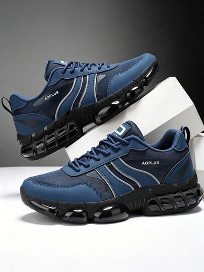 Chaussures de sport pour hommes 2026 dernier modèle bleu semelle épaisse baskets Épais augmentant la hauteur absorbant les chocs surface en maille respirante chaussures de sport streetwear polyvalentes chaussures pour hommes cuir PU épissure en maille cha