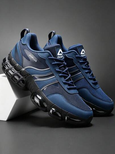 Chaussures de sport pour hommes 2026 dernier modèle bleu semelle épaisse baskets Épais augmentant la hauteur absorbant les chocs surface en maille respirante chaussures de sport streetwear polyvalentes chaussures pour hommes cuir PU épissure en maille cha