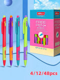 4/12/48 pièces Stylos à bille rétractables, encre à base d'huile bleue 0,7 mm, design de mode à haut contraste, convient pour la prise de notes des élèves de l'école primaire, fournitures de bureau vintage, stylos multifonctions, rentrée scolaire