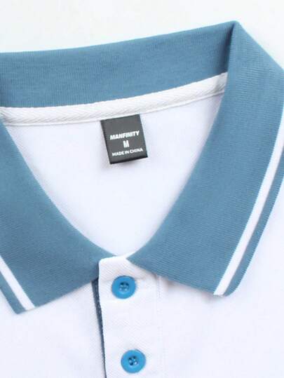 Manfinity Homme Chemise polo à manches courtes avec blocs de couleurs pour hommes, décontractée pour le trajet, blanche, formelle