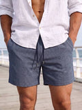 Naviga Onda Short de vacances style américain décontracté en faux lin doux pour la peau, pantalon de plage bleu marine premium, décontracté pour les vacances