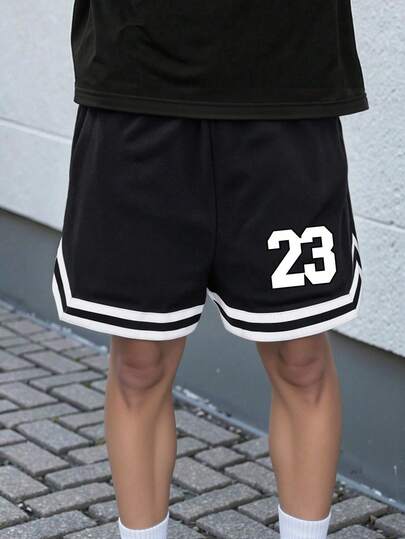 Short de basket imprimé 23 pour hommes, short de sport à taille avec cordon de serrage, convient pour le streetwear, les sports, la salle de gym et le port quotidien