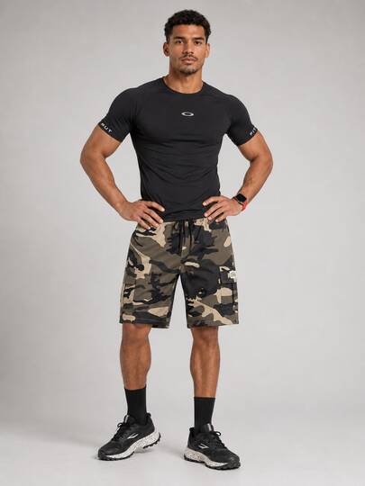 Short cargo décontracté pour homme printemps/été, taille élastique, multicolore, coupe ample, motif camouflage, style vintage workwear, sport