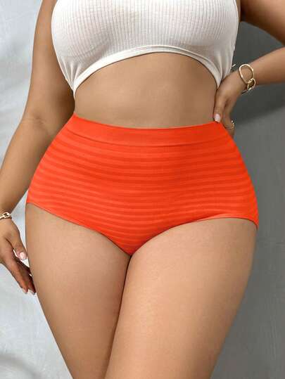 NudeFit 5 pièces Culottes grande taille pour femmes, confortables, extensibles, taille haute, rayées, sans couture, couverture complète