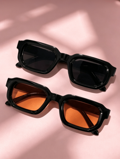 3 paires de lunettes de mode vintage carrées pour femmes & hommes, monture petite, convient pour le style de rue, les voyages, la plage, la conduite, les sorties en ville, les vacances