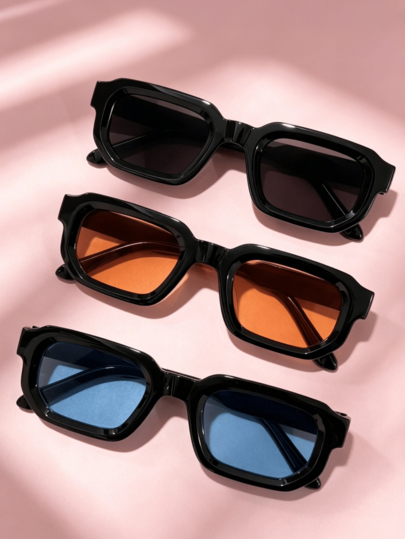 3 paires de lunettes de mode vintage carrées pour femmes & hommes, monture petite, convient pour le style de rue, les voyages, la plage, la conduite, les sorties en ville, les vacances