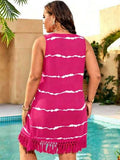 Swim Lushoire Couvre-pull à rayures et à franges pour femmes grandes tailles
