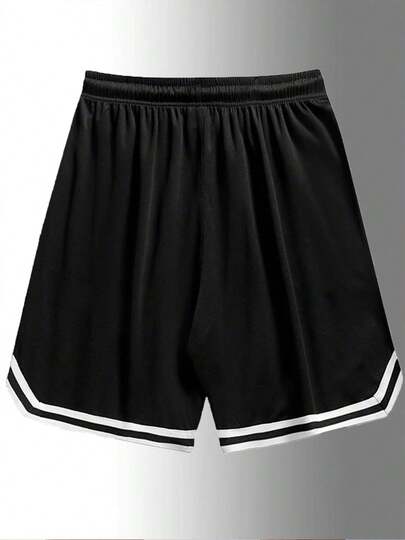 Shorts de sport pour hommes, shorts d'entraînement coupe ample avec poches latérales, design à ourlet rayé pour la salle de sport, le fitness, la course et les sports