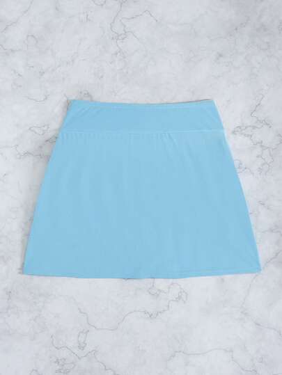 Swim Lushoire Pantalon de plage pour femme couleur unie avec fente latérale, design élégant de jupe-short, maillot de bain