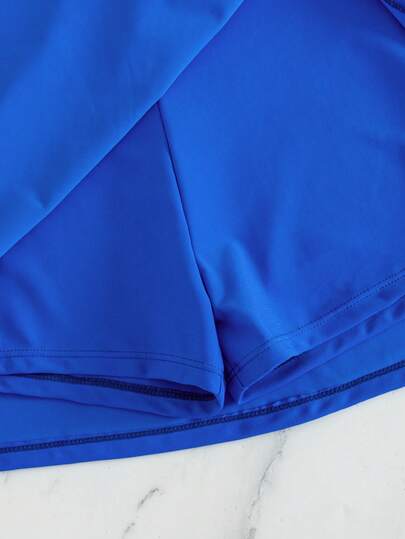 Swim Lushoire Pantalon de plage pour femme de couleur unie avec fente latérale, design élégant de jupe-short, maillot de bain
