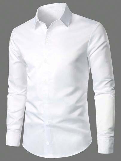 EURMUSE Chemise habillée homme en 100% coton de couleur unie