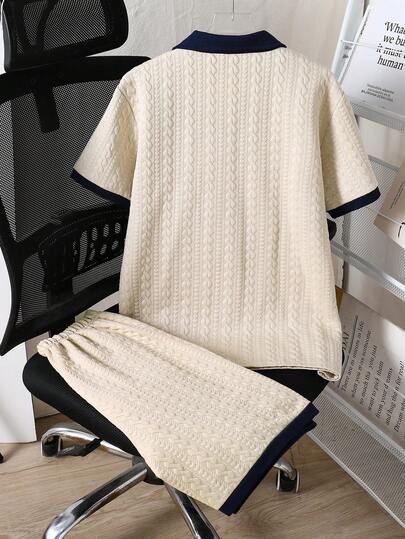 2 pièces/Set Polo décontracté pour hommes adolescents avec col et short