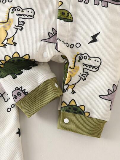 Vêtements pour nourrissons nouveau-nés, imprimé mignon de petit dinosaure, boîte cadeau confortable, ensemble de literie printemps-été, barboteuse bébé blanc unisexe pour nouveau-né et fête de la pleine lune