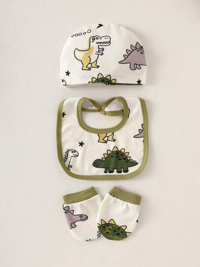 Vêtements pour nourrissons nouveau-nés, imprimé mignon de petit dinosaure, boîte cadeau confortable, ensemble de literie printemps-été, barboteuse bébé blanc unisexe pour nouveau-né et fête de la pleine lune