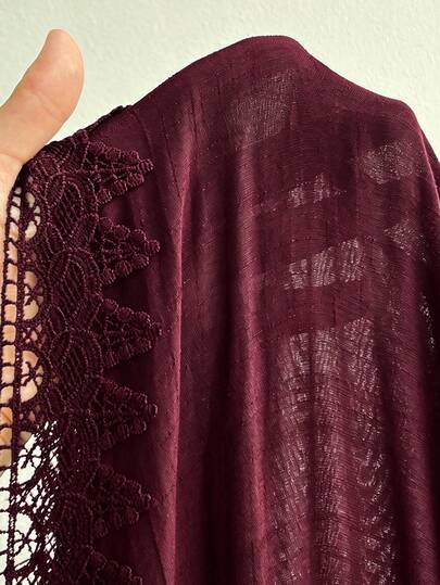 Swim Vcay Robe de plage décontractée pour femmes grandes tailles, une pièce, avec fente latérale et patchwork en dentelle, pour les vacances