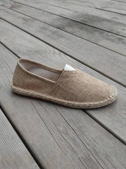 Chaussures de pêcheur en canevas avec semelle en corde de chanvre pour hommes, respirantes, absorbantes de la transpiration, résistantes aux odeurs, chaussures en paille à enfiler, chaussures tissées légères, chaussures de vacances décontractées, chaussur