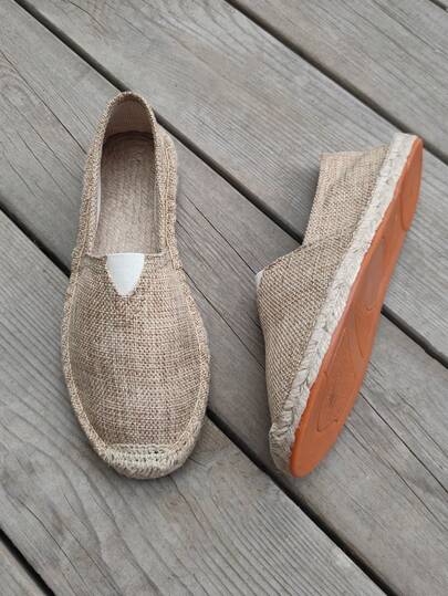 Chaussures de pêcheur en canevas avec semelle en corde de chanvre pour hommes, respirantes, absorbantes de la transpiration, résistantes aux odeurs, chaussures en paille à enfiler, chaussures tissées légères, chaussures de vacances décontractées, chaussur