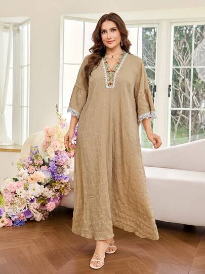 Al Najma Robe de style arabe pour femmes grande taille