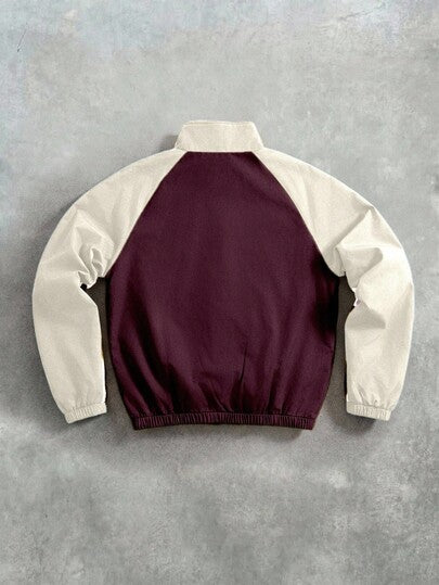 PAVTROS Veste-manteau de football à manches longues pour homme avec imprimé bicolore contrasté