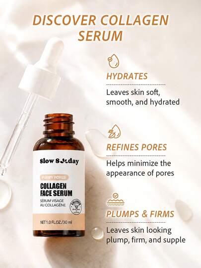 Sérum pour le visage au collagène SlowSunday, avec collagène et acide hyaluronique, hydratant et nourrissant, minimise et affine les pores, laisse la peau douce, lisse et hydratée, soins de la peau coréens, parfait pour l'été et l'automne, Halloween