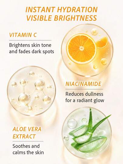 Sérum à la vitamine C Slow Sunday Brightening Boost, pour les taches brunes, pour un teint uniforme, pour les ridules, améliore le teint terne, base hydratante, base lissante et floutante minimisant les pores, soins de la peau coréens, convient pour l'été
