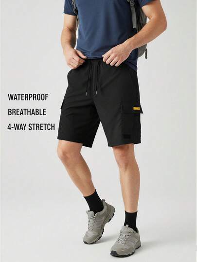 Short cargo pour homme, taille élastique, séchage rapide, léger, short de travail décontracté avec poches zippées, convient pour la randonnée, respirant et confortable toute la journée