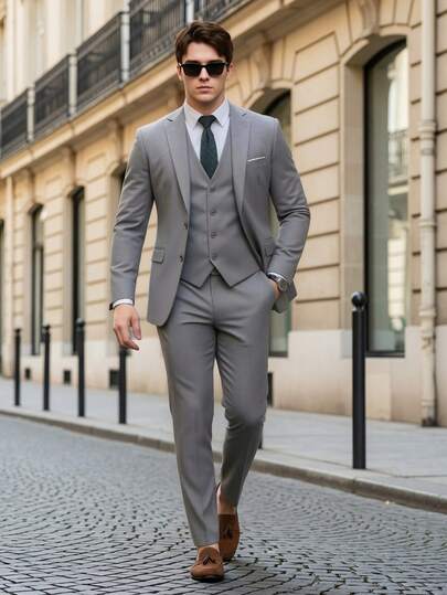 Ensemble de costume 3 pièces décontracté pour hommes, comprend veste de costume, pantalon, gilet, ensemble veste et pantalon de mariage pour marié, ensemble de costume professionnel de haute qualité pour les trajets
