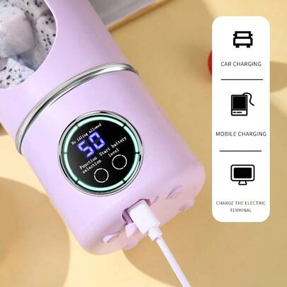 Ustensile de cuisine rechargeable par USB portable pour smoothie et milkshake, mini broyeur à glace, mode 3 vitesses, affichage numérique, 12 lames, 23,67 oz, capacité de batterie : 1500 mAh