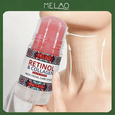 MELAO Bâton de soin pour le visage et le cou au rétinol et au collagène, contient du rétinol et du collagène, bâton de soin anti-âge pour le visage et le cou, produit de soin portable, 40g/1.41oz