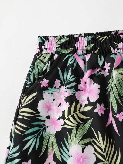 Swim Lushoire Bas de maillot de bain short imprimé floral pour femmes, convient pour les vacances d'été à la plage